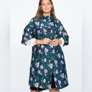 Eloquii Navy Floral Cape Coat